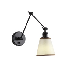 Golden 2351-A1W BLK-BRN - Yep by Golden Lighting Equinox 1-light Swing Arm Wall Lamp with Brown Trim shade